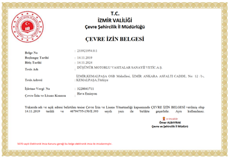 Çevre İzin Belgesi